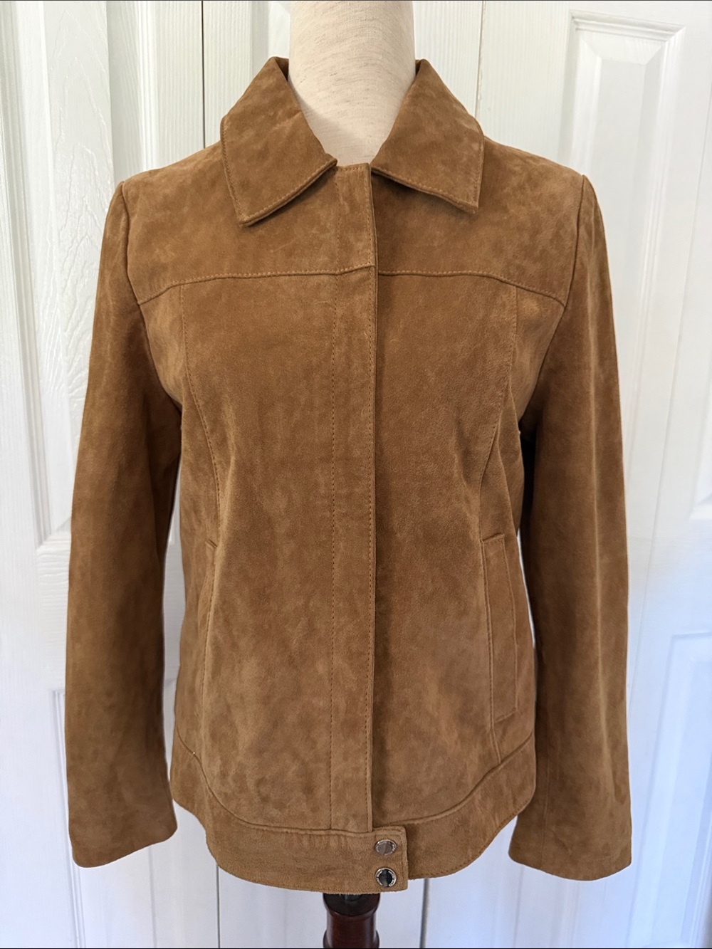 Nicole Miller Women’s Suede Leather Jacket - Brown Sz M